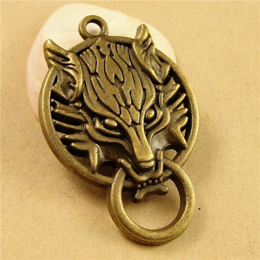 Wolf Head Craft Accessory - Retro Vintage Wolf Tag for DIY Jewelry, Keychains & Decor