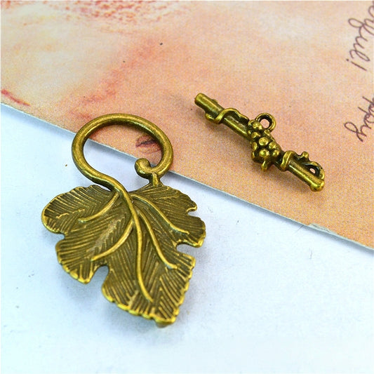 2 Sets Retro Bronze Leaf OT Clasp - Timeless Jewelry Components for Handmade Crafts