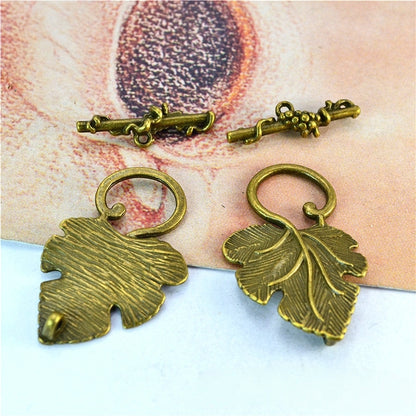 2 Sets Retro Bronze Leaf OT Clasp - Timeless Jewelry Components for Handmade Crafts