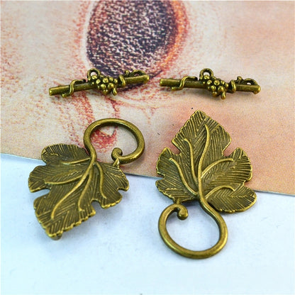 2 Sets Retro Bronze Leaf OT Clasp - Timeless Jewelry Components for Handmade Crafts