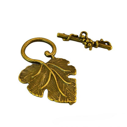 2 Sets Retro Bronze Leaf OT Clasp - Timeless Jewelry Components for Handmade Crafts