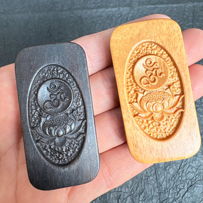Agarwood Sandalwood Lotus Mantra Charms, Tibetan Om Mani Padme Hum Pendants for Meditation Mala