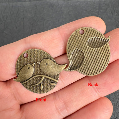 Antique Bronze Bird Charm Set Pendant & Connector，1 Set