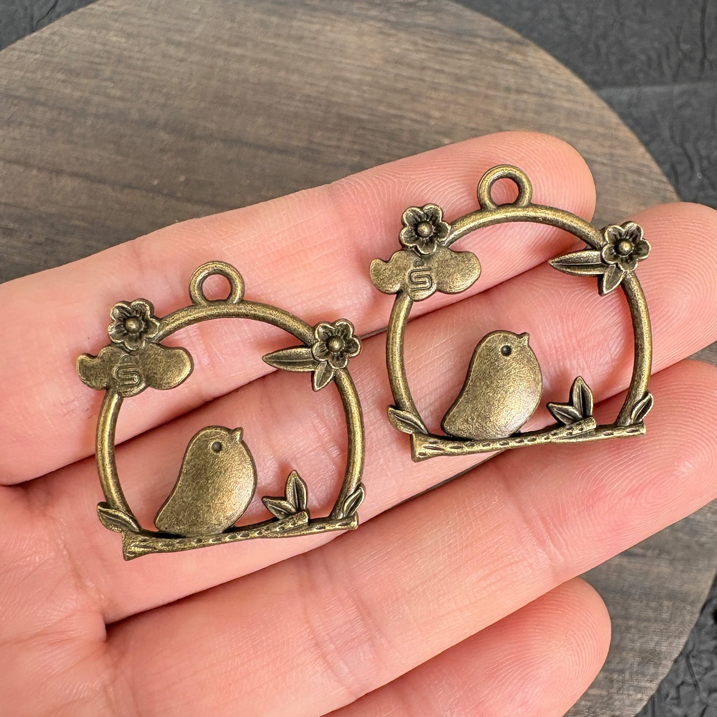 10PCS Antique Bronze Frame Bird Charms for DIY Bracelet Necklace Jewelry Making
