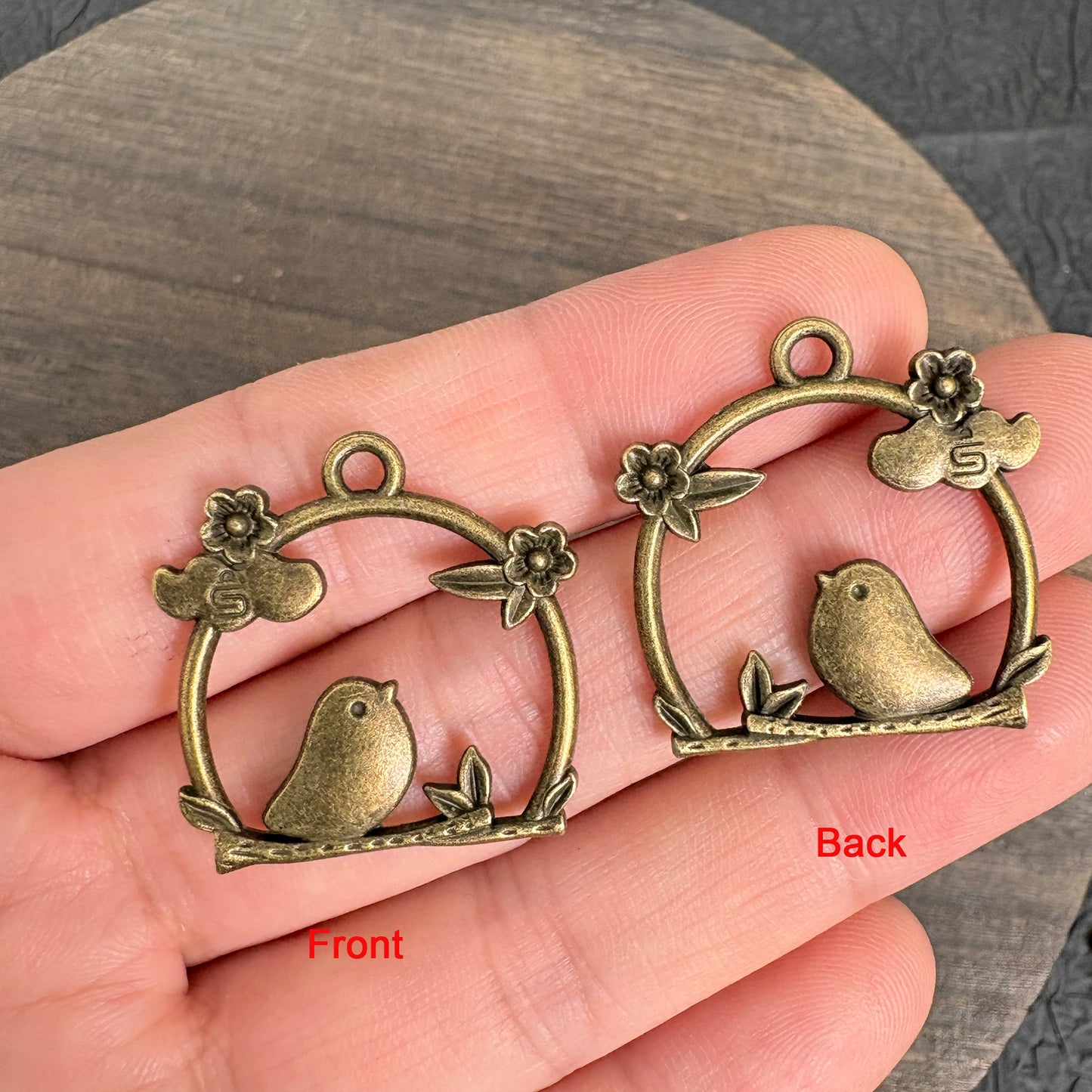 10PCS Antique Bronze Frame Bird Charms for DIY Bracelet Necklace Jewelry Making