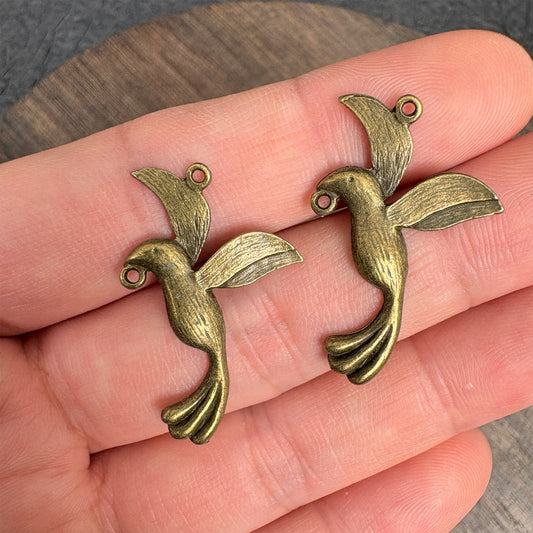 20PCS Antique Bronze Hummingbird Charms,Vintage Flying Bird Metal Pendant