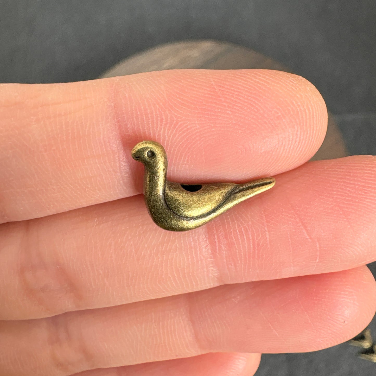 20PCS Antique Bronze Lucky Bird Beads, Horizontal Hole for Jewelry Making