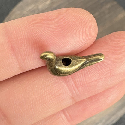 20PCS Antique Bronze Lucky Bird Beads, Horizontal Hole for Jewelry Making