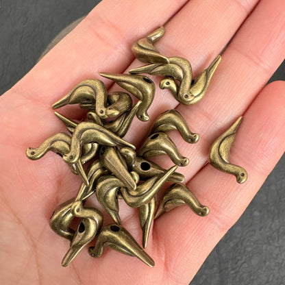 20PCS Antique Bronze Lucky Bird Beads, Horizontal Hole for Jewelry Making