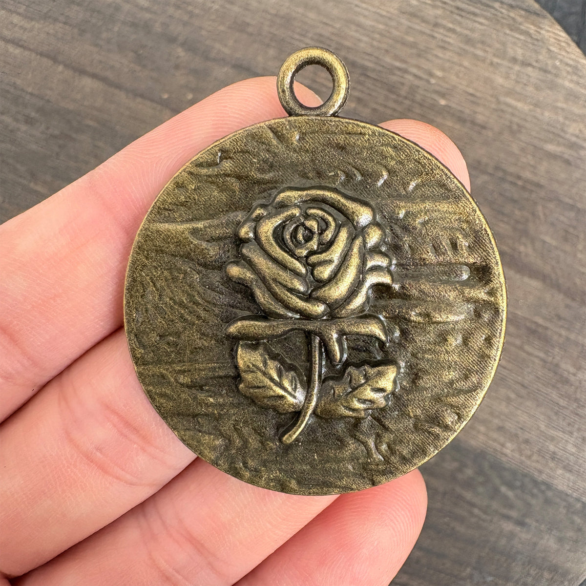 Antique Bronze Rose Flower Pendants, Vintage Floral Metal Charms for Necklace DIY Jewelry Making