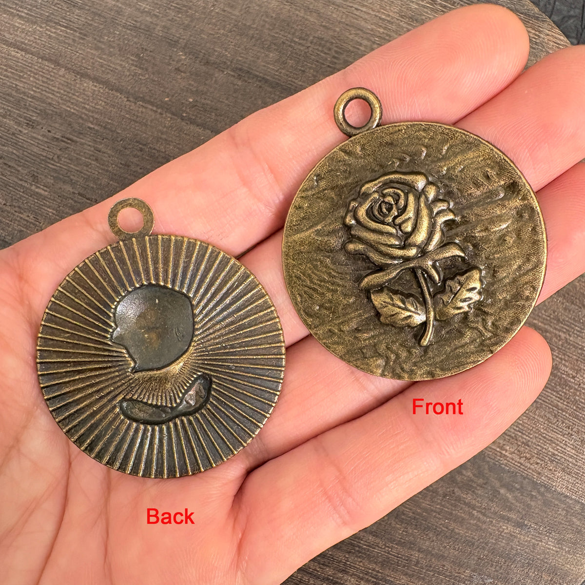 Antique Bronze Rose Flower Pendants, Vintage Floral Metal Charms for Necklace DIY Jewelry Making