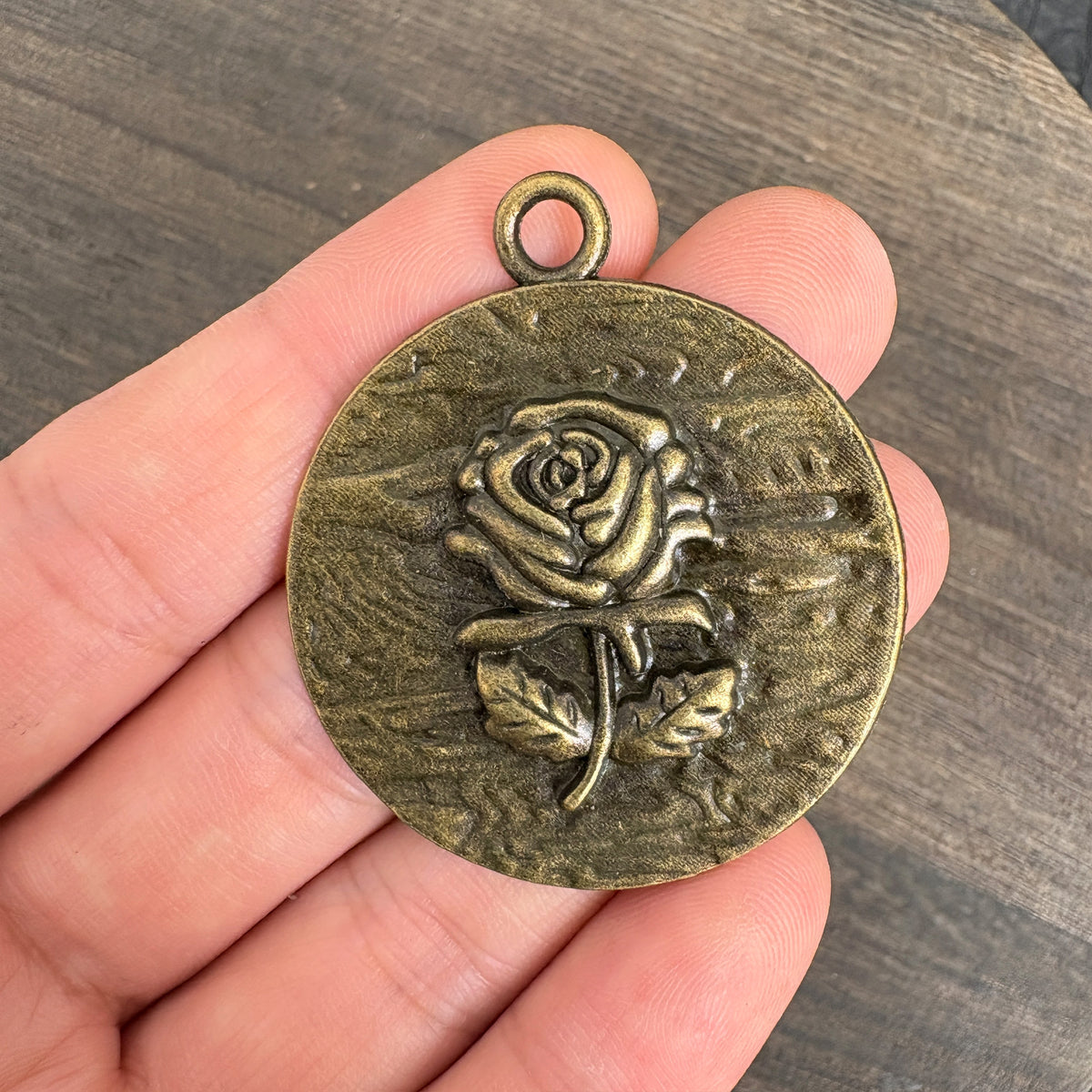 Antique Bronze Rose Flower Pendants, Vintage Floral Metal Charms for Necklace DIY Jewelry Making