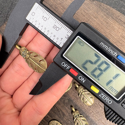 10PCS Antique Bronze Skull Feather Charms, DIY Jewelry Pendant