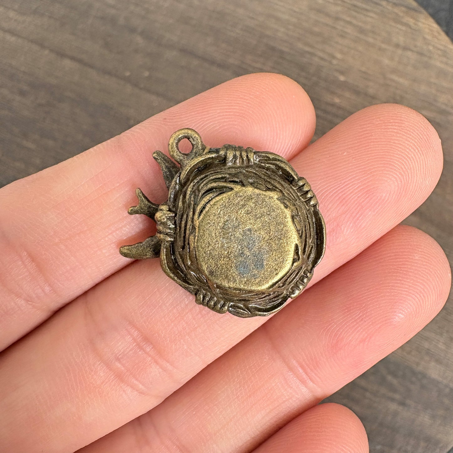 4PCS Antique Bronze Swallow Bird Nest Charms with Pearl Eggs for Jewelry Making