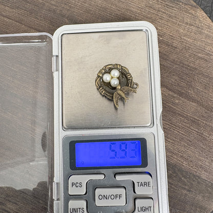 4PCS Antique Bronze Swallow Bird Nest Charms with Pearl Eggs for Jewelry Making