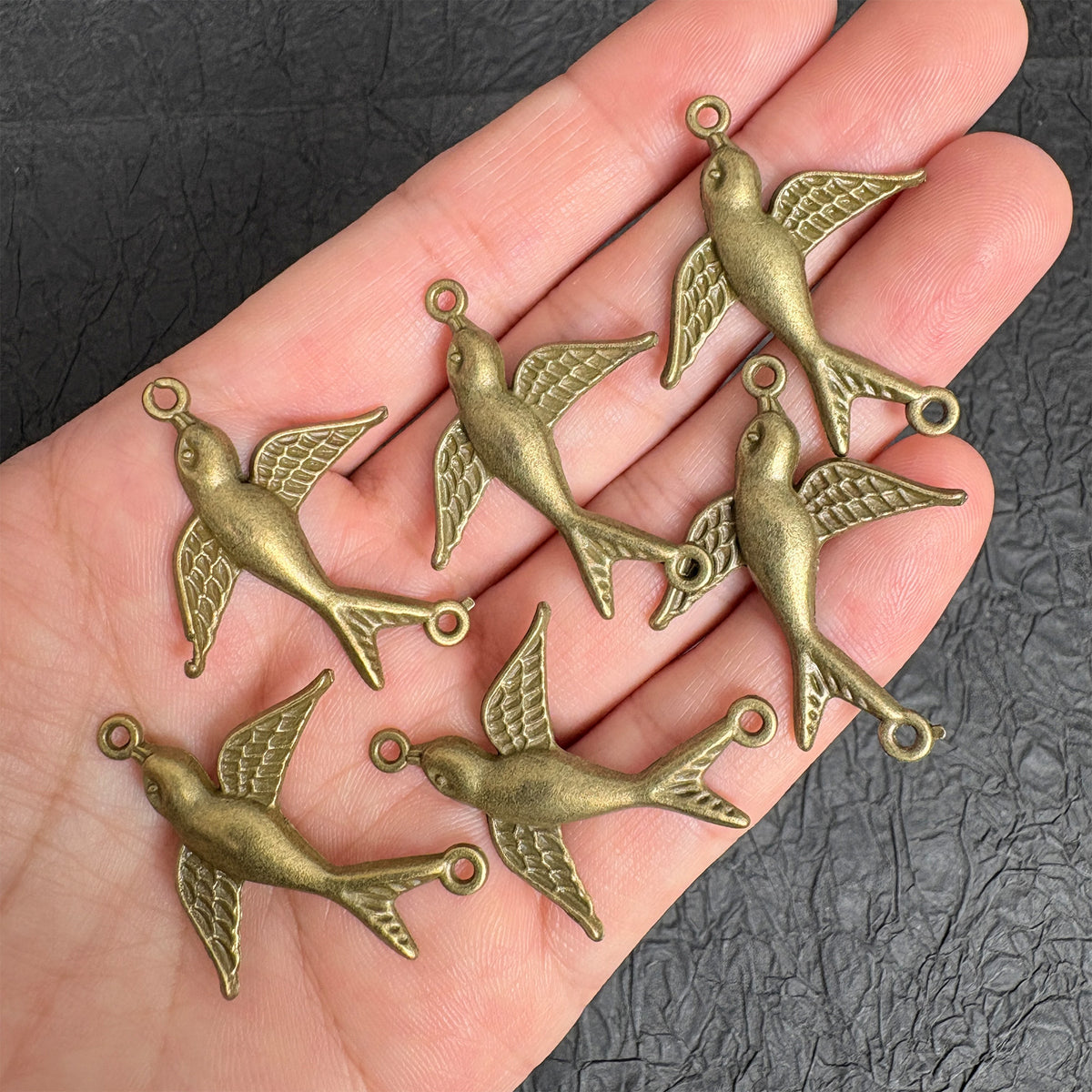 10PCS Antique Bronze Swallow Connectors Charms, Vintage Double Loop Bird Pendants for DIY Jewelry Making