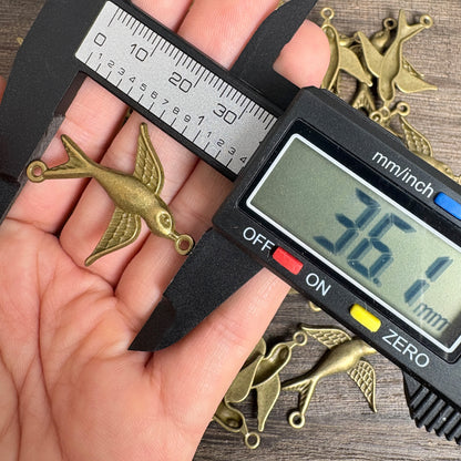 10PCS Antique Bronze Swallow Connectors Charms, Vintage Double Loop Bird Pendants for DIY Jewelry Making