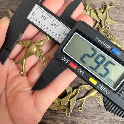 10PCS Antique Bronze Swallow Connectors Charms, Vintage Double Loop Bird Pendants for DIY Jewelry Making