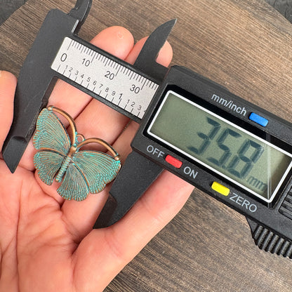 2PCS Antique Bronze Turquoise Patina Butterfly Pendant, Nature Charm for Boho Jewelry