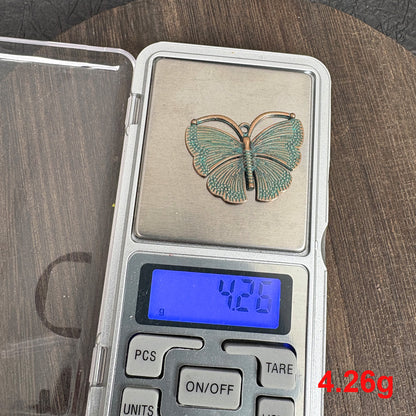 2PCS Antique Bronze Turquoise Patina Butterfly Pendant, Nature Charm for Boho Jewelry