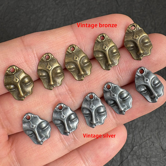 30PCS Antique Buddha Face Charms, DIY Jewelry Making Supplies