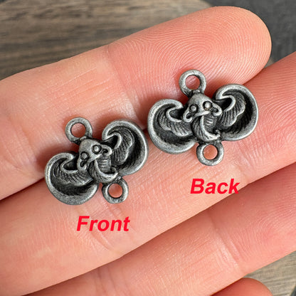 10PCS Antique Silver  Bat Connector Charms, Double Loop Findings for Jewelry Making