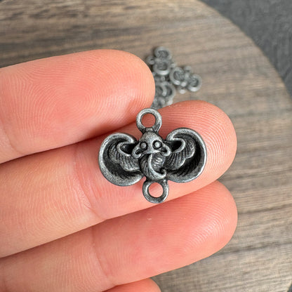 10PCS Antique Silver  Bat Connector Charms, Double Loop Findings for Jewelry Making