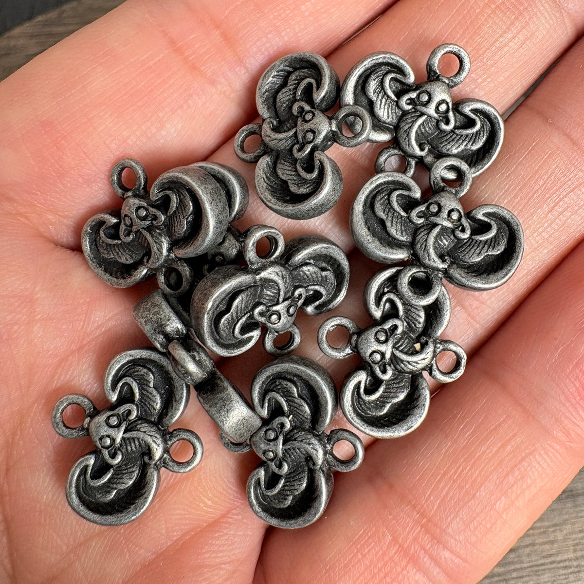 10PCS Antique Silver  Bat Connector Charms, Double Loop Findings for Jewelry Making