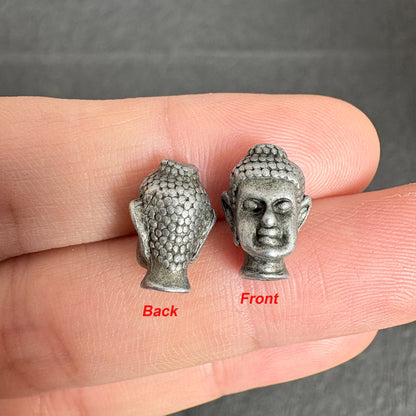 10PCS Antique Silver Mini Buddha Head Bead Charms, Tiny Spacers for Mala Bracelet Handmade Jewelry