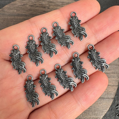 20PCS Antique Silver Goldfish Charms, Vintage Metal Koi Fish Pendants for Jewelry Making