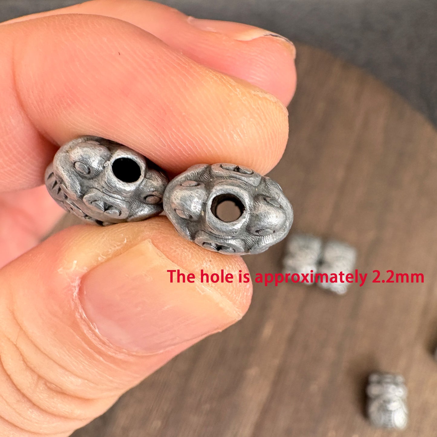 6PCS Antique Silver Large Hole Cicada Spacer Beads
