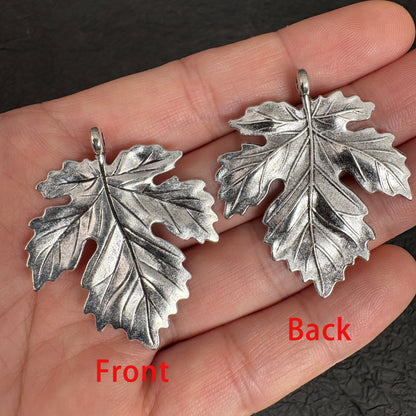 6PCS Antique Silver Maple Leaf Charms, Botanical Jewelry Making Findings