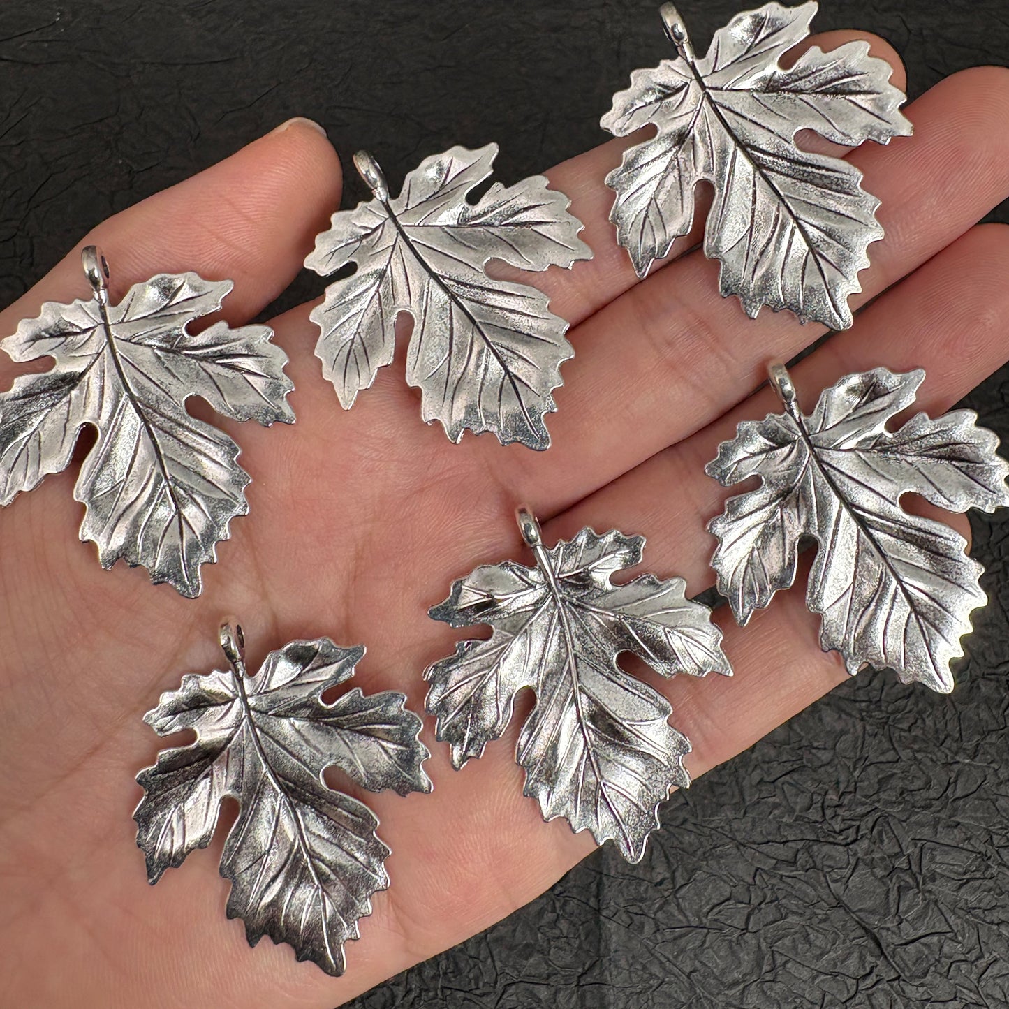 6PCS Antique Silver Maple Leaf Charms, Botanical Jewelry Making Findings