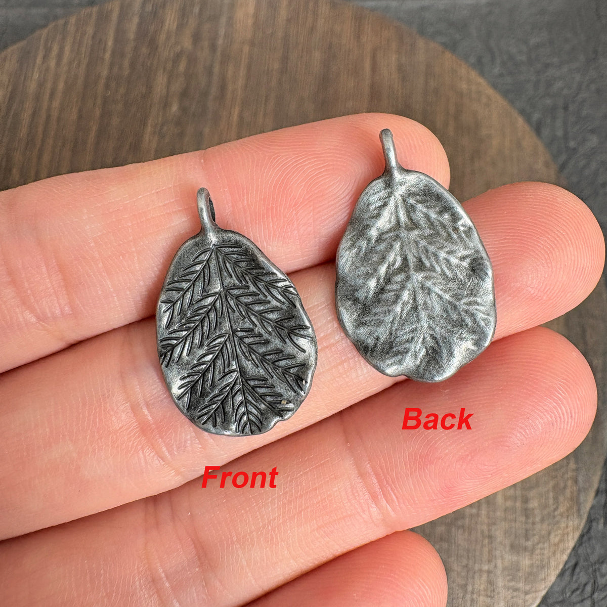 10PCS Antique Silver Textured Leaf Charms, Vintage Metal Leaf Pendants for Jewelry Making
