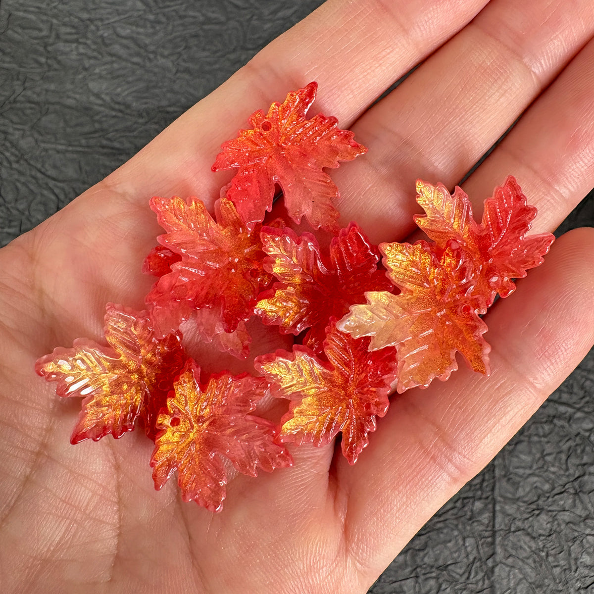 20PCS 20mm Autumn Maple Leaf Glass Charms, Red‑Orange Gradient  DIY Craft Pendants
