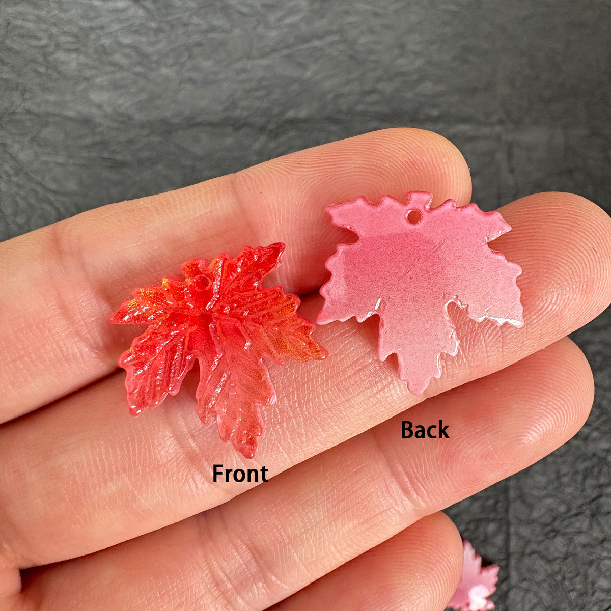 20PCS 20mm Autumn Maple Leaf Glass Charms, Red‑Orange Gradient  DIY Craft Pendants