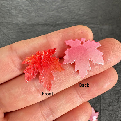 20PCS 20mm Autumn Maple Leaf Glass Charms, Red‑Orange Gradient  DIY Craft Pendants