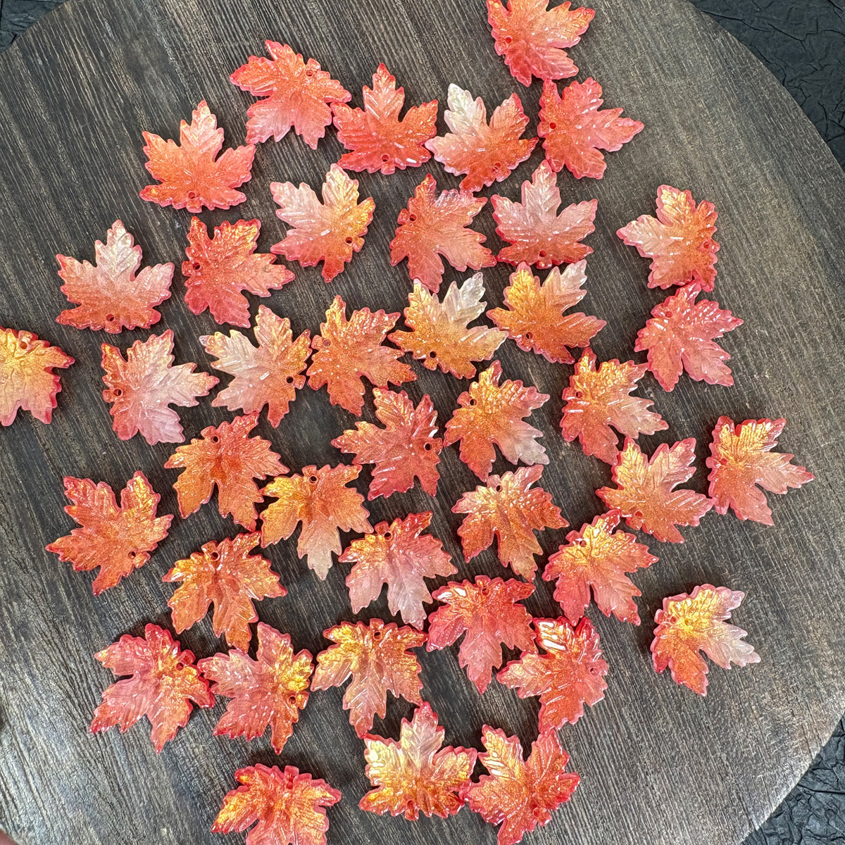 20PCS 20mm Autumn Maple Leaf Glass Charms, Red‑Orange Gradient  DIY Craft Pendants