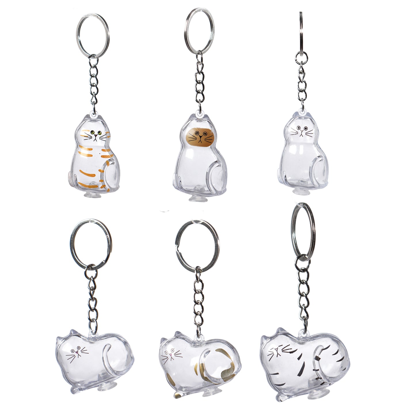 6 Pcs Cat Hair Keepsake Keychains – 2025 New Memorial Capsule Pendants, Fur Holder Bottles for Cat Lovers, Thoughtful Pet Loss or Birthday Gifts