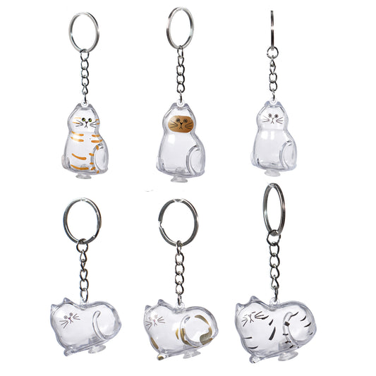 6 Pcs Cat Hair Keepsake Keychains – 2025 New Memorial Capsule Pendants, Fur Holder Bottles for Cat Lovers, Thoughtful Pet Loss or Birthday Gifts