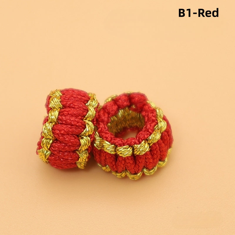 10PCS Handmade Seamless Flat Knot Coil, Handwoven Red Cord, DIY Bracelet & Pendant Connector, Jewelry Making Findings