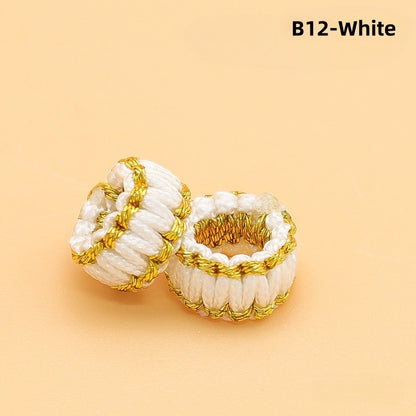 10PCS Handmade Seamless Flat Knot Coil, Handwoven Red Cord, DIY Bracelet & Pendant Connector, Jewelry Making Findings