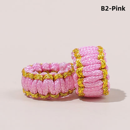 10PCS Handmade Seamless Flat Knot Coil, Handwoven Red Cord, DIY Bracelet & Pendant Connector, Jewelry Making Findings