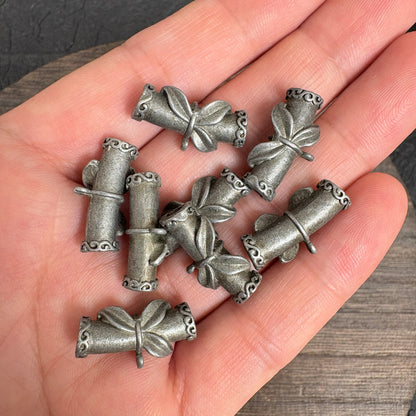 6PCS Antique Silver Bamboo Three Way Connector Beads, Vintage Bamboo Tube Charm Spacers for Jewelry Making