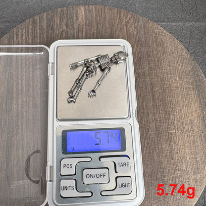 2PCS Black Articulated Skeleton Charms, Movable Human Skull Pendant for Gothic Jewelry Making