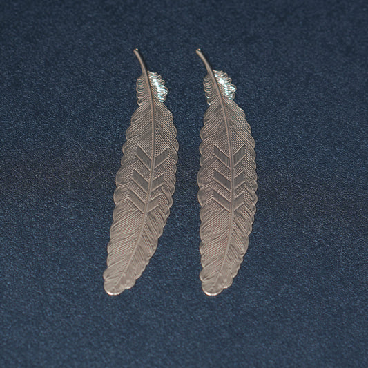 2PCS KC Gold Plated Brass Feather Charm,  Handmade Bookmark Making Component，113x23mm