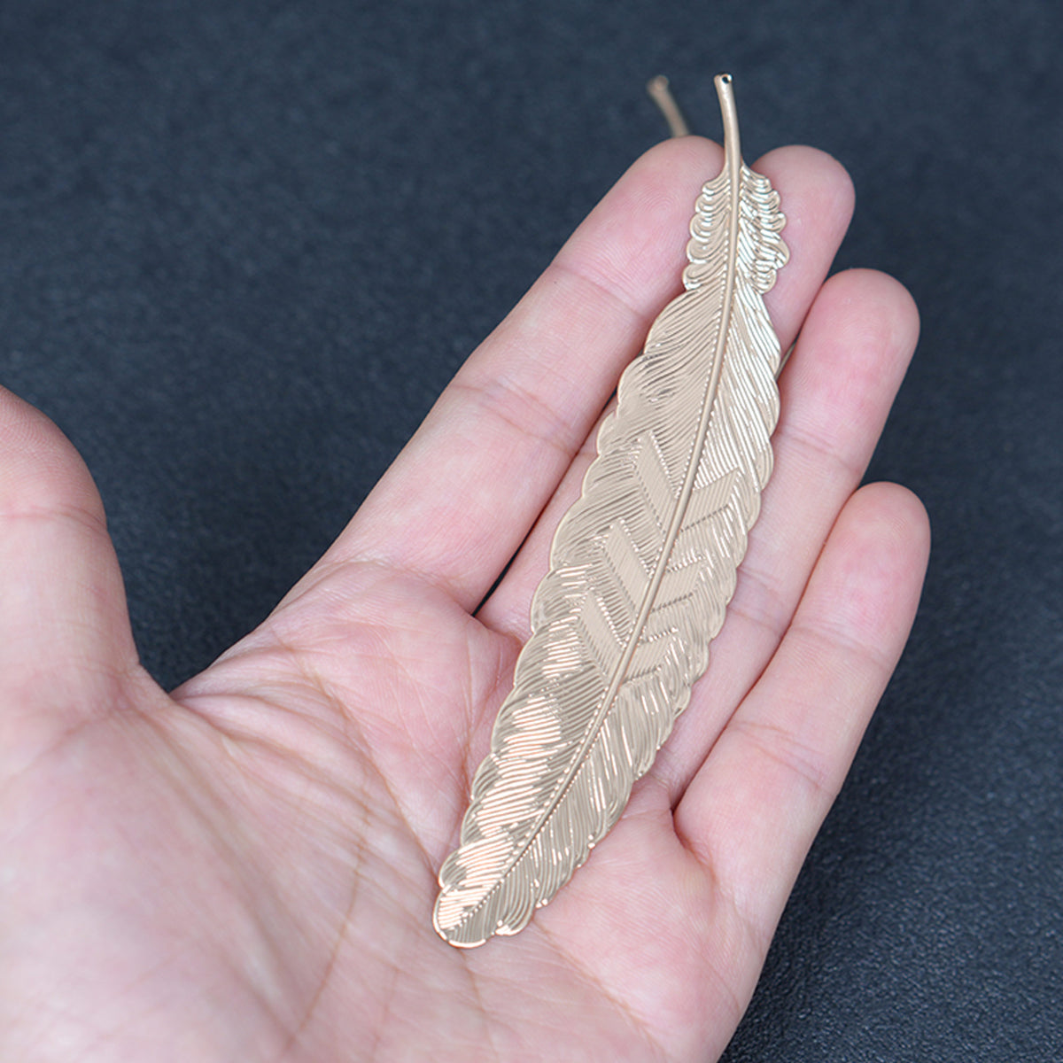 2PCS KC Gold Plated Brass Feather Charm,  Handmade Bookmark Making Component，113x23mm
