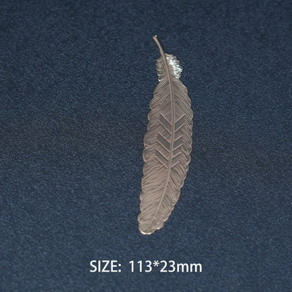 2PCS KC Gold Plated Brass Feather Charm,  Handmade Bookmark Making Component，113x23mm