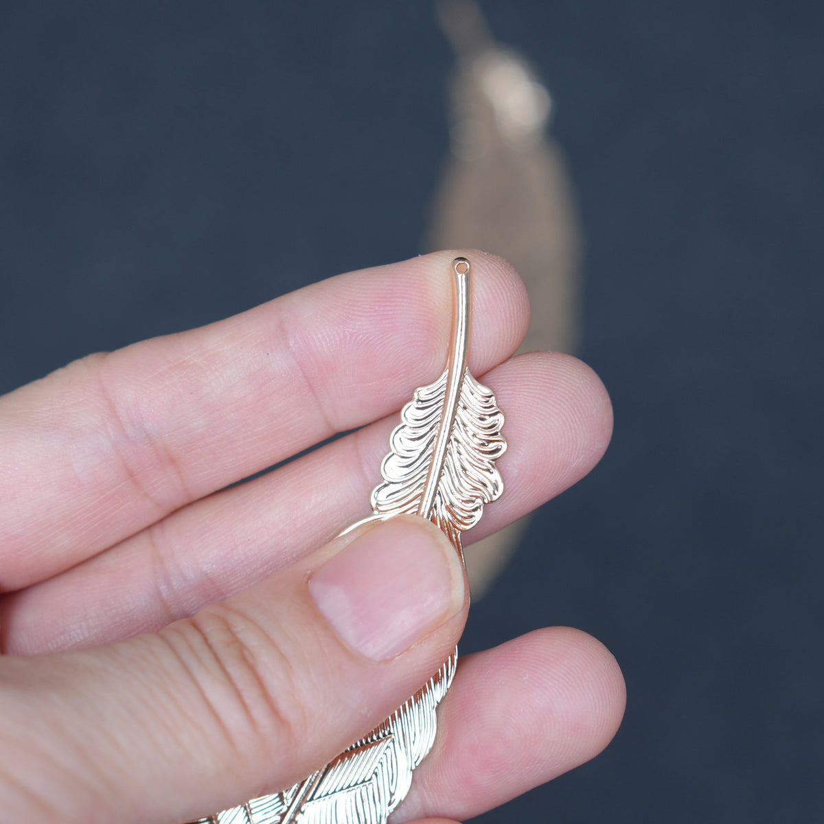2PCS KC Gold Plated Brass Feather Charm,  Handmade Bookmark Making Component，113x23mm