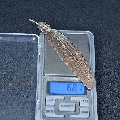 2PCS KC Gold Plated Brass Feather Charm,  Handmade Bookmark Making Component，113x23mm